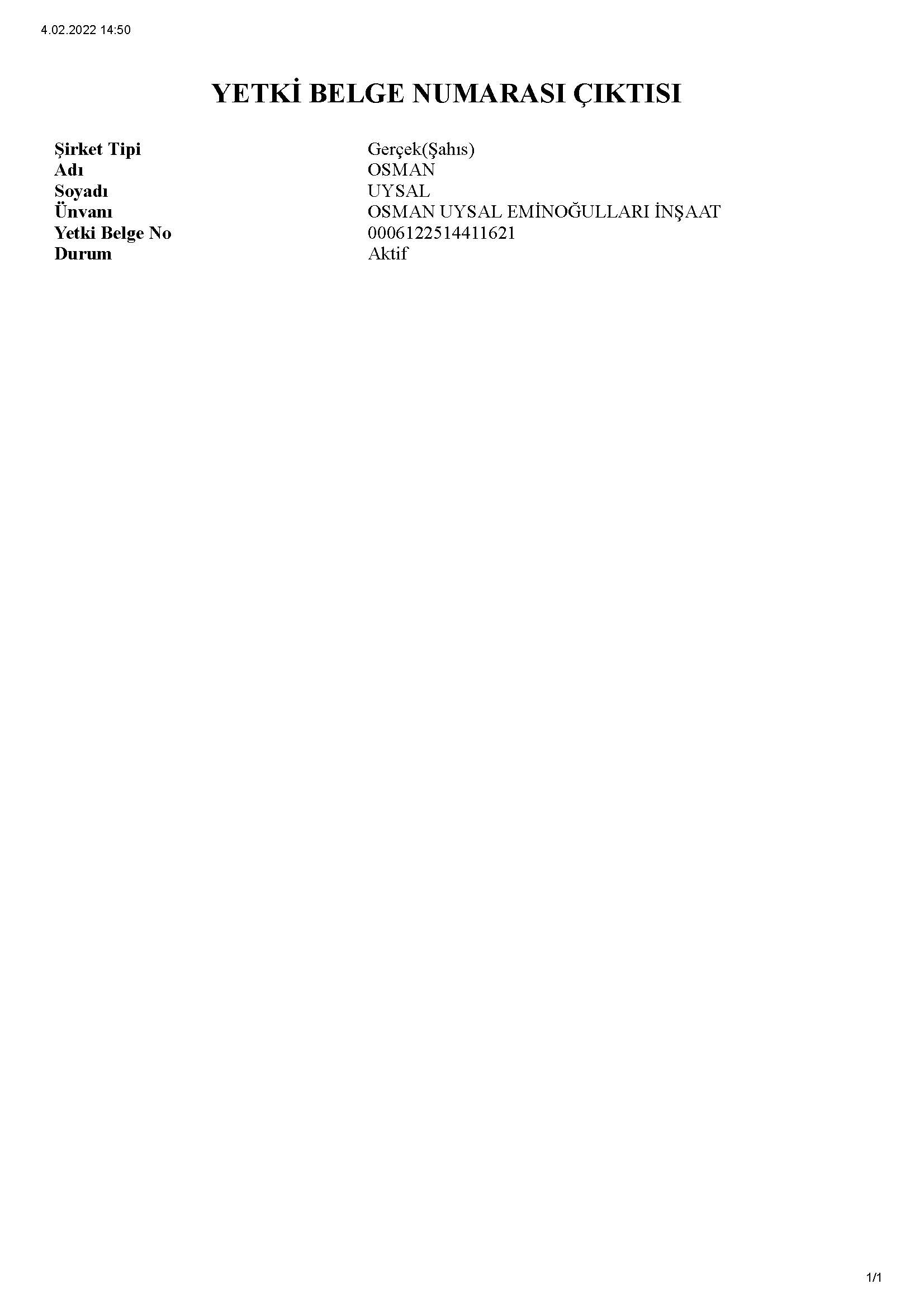 YAMBİS YETKİ NUMARASI